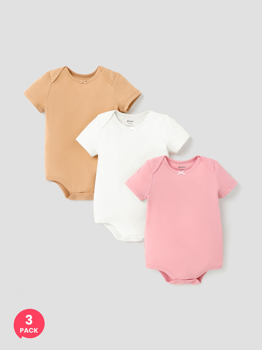 Organic Cotton Baby Girl Romper short sleeve - 3Pack, size 0-36M (essential items)