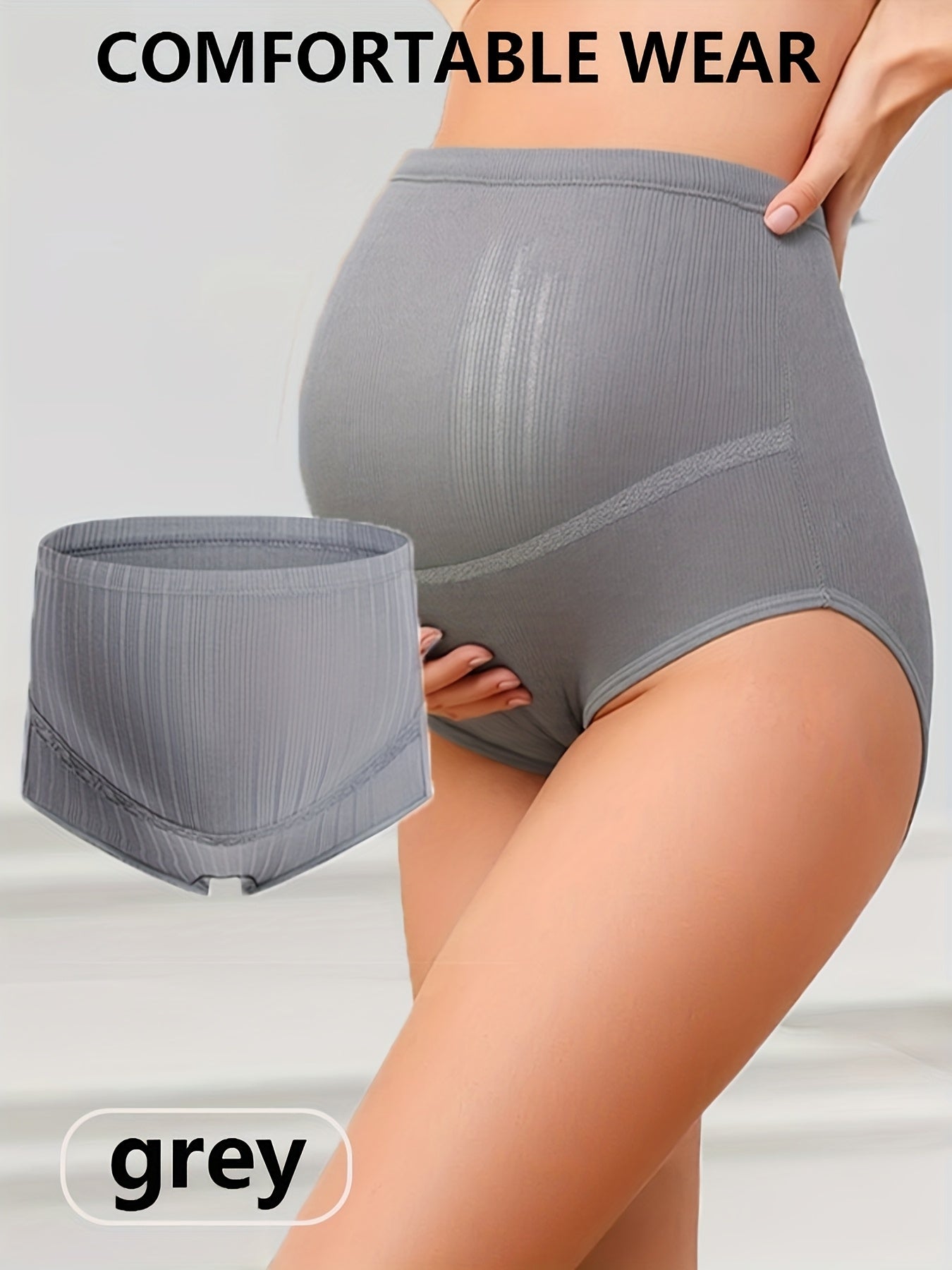 Maternity Solid Color Briefs with Elastic Mid-Rise Design - 8pcs