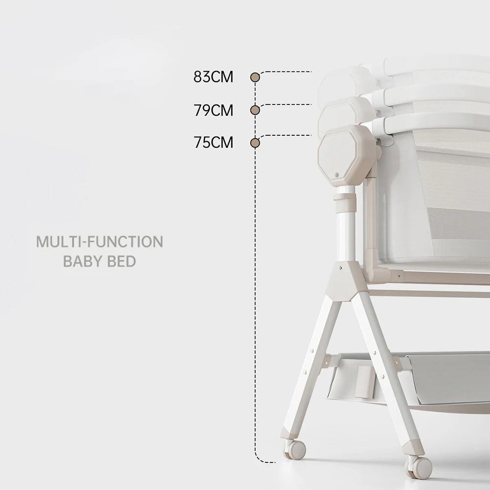 Electric Rocking Bassinet, Bedside Co-Sleeper Automatic, Unisex Portable Travel Cribs with Wheels, Remote Suit 0-6M