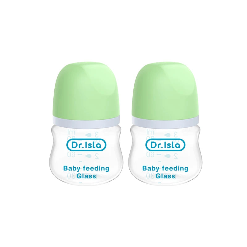 Newborn Baby Glass Bottles Anti-flatulence Milk Feeding Bottles Infant 0-3 Month BPA Free - 2PCS, 90ML/160ML