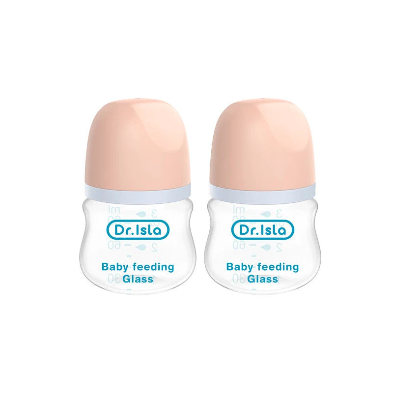 Newborn Baby Glass Bottles Anti-flatulence Milk Feeding Bottles Infant 0-3 Month BPA Free - 2PCS, 90ML/160ML