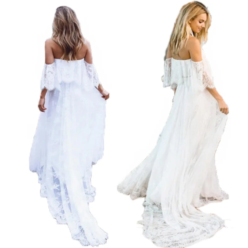 Sexy Maternity Photography Prop Maternity Dresses For Photo Shoot Lace Maxi Gown Clothes 2019 Off Shoulder Women Pregnancy Dress