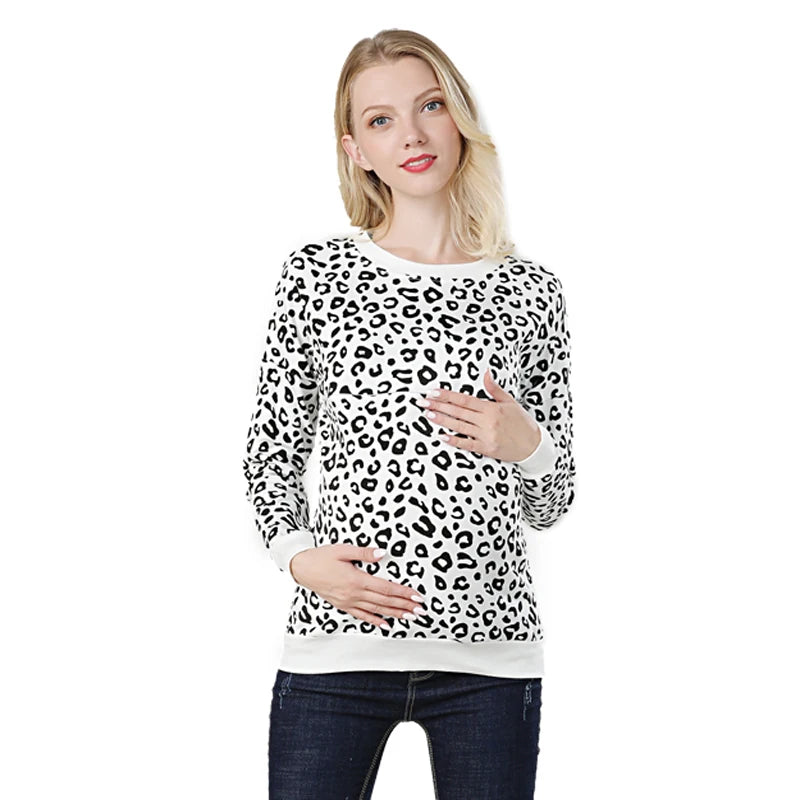 Maternity Nursing Sweatshirt Long Sleeve Thick Cotton Breastfeeding Clothes Mommy Pregnant Lactation Wear Big Size