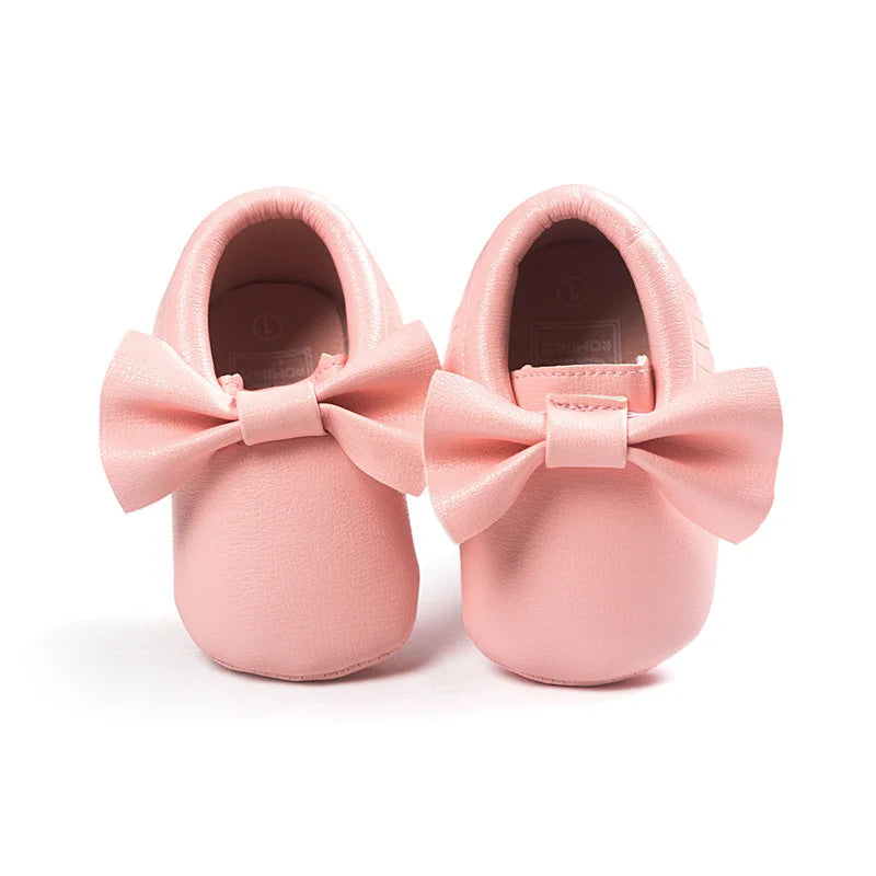 Girl Newborn moccasins Baby (0-18M)  First Walker Princess Bowknot Fringe Toddler Baby Crib Shoes Casual