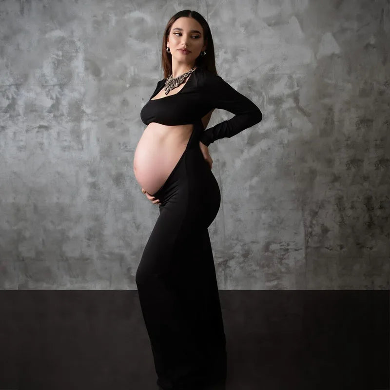 Maternity Photography Sexy Bodycon Dress Square Neck Long Sleeve Wedding Party Pregnant Clothes