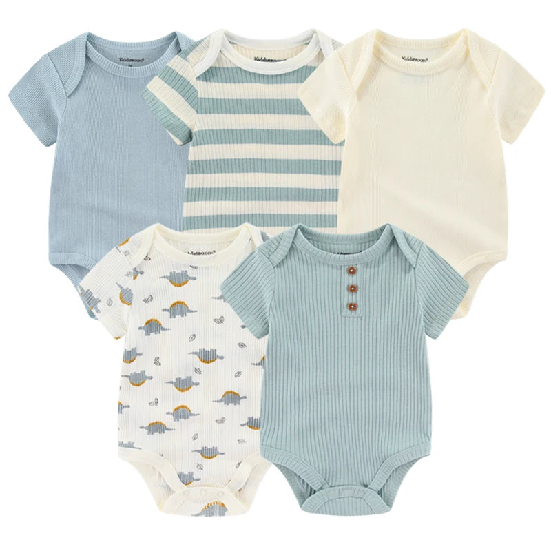 95% Cotton Newborn Baby Onesies Four Seasons Fashion Cartoon Short Sleeve Baby Boy Girl Bodysuits Soft Unisex- 5 Pcs/Lot