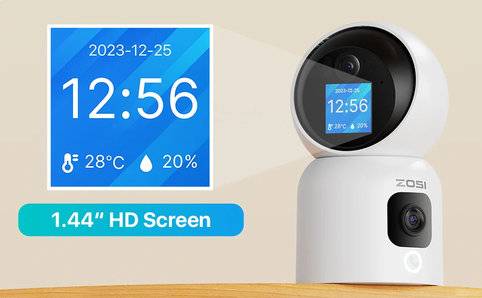 ZOSI Smart Baby Cams WiFi PTZ Auto Tracking AI 360° Panoramic Indoor Video Surveillance
