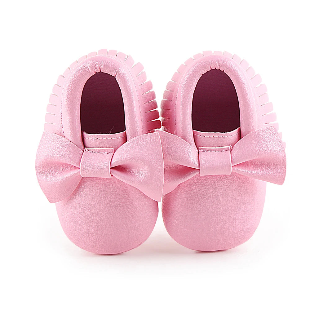 Girl Newborn moccasins Baby (0-18M)  First Walker Princess Bowknot Fringe Toddler Baby Crib Shoes Casual