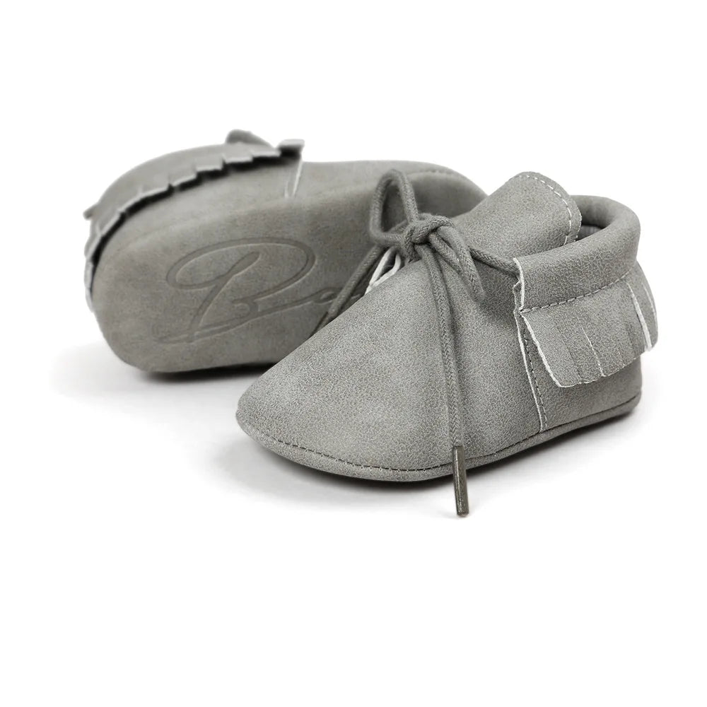 Baby  Moccasins 10-colors, Shoes Newborn Infant Boy Girl Classical Lace-up Tassels Suede Sofe Anti-slip Toddler Crib Crawl Shoes