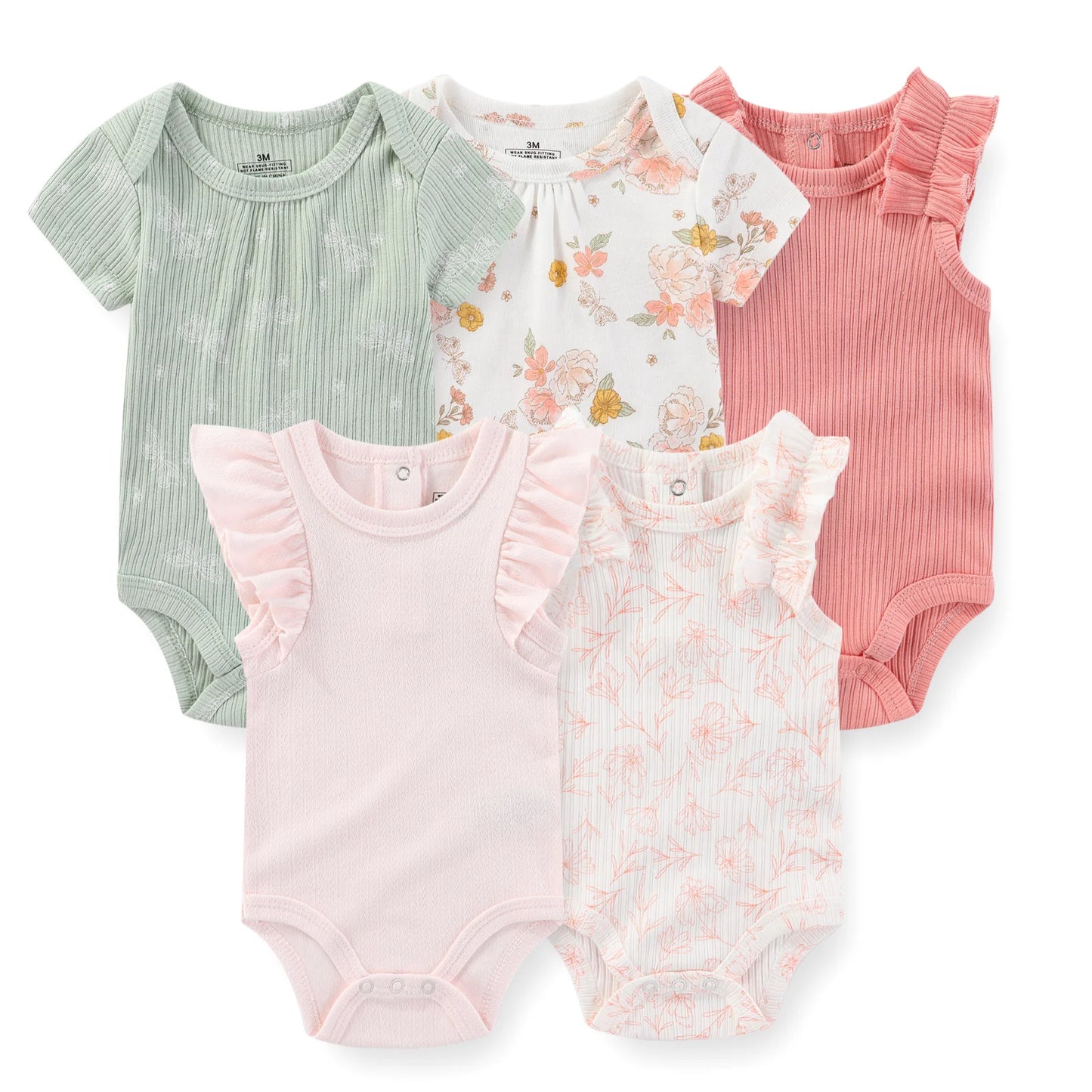 95% Cotton Newborn Baby Onesies Four Seasons Fashion Cartoon Short Sleeve Baby Boy Girl Bodysuits Soft Unisex- 5 Pcs/Lot