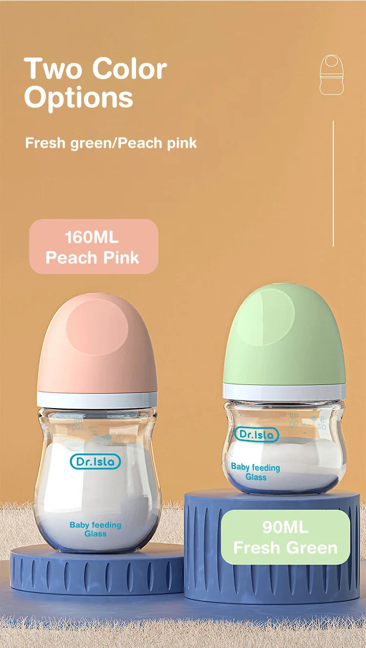 Newborn Glass Feeding Bottles 90ML/160ML Baby Bottle Anti-flatulence Milk Feeding Bottles Infant BPA free, 1PCS