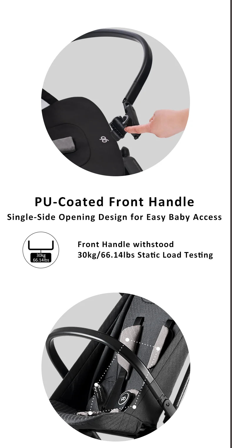 Gb FYN Carbon Fiber Stroller - Ultra-Lightweight 3.9kg/8.6lbs, One-Hand Fold,  Airplane & GT Friendly, with Cargo Basket, Canopy