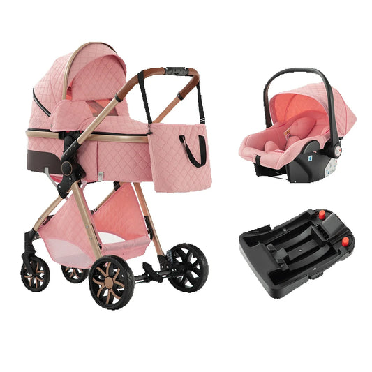 Baby Stroller 3-in-1 Travel System, Adjustable stroller and Accessories Combo Set, One Click Folding.