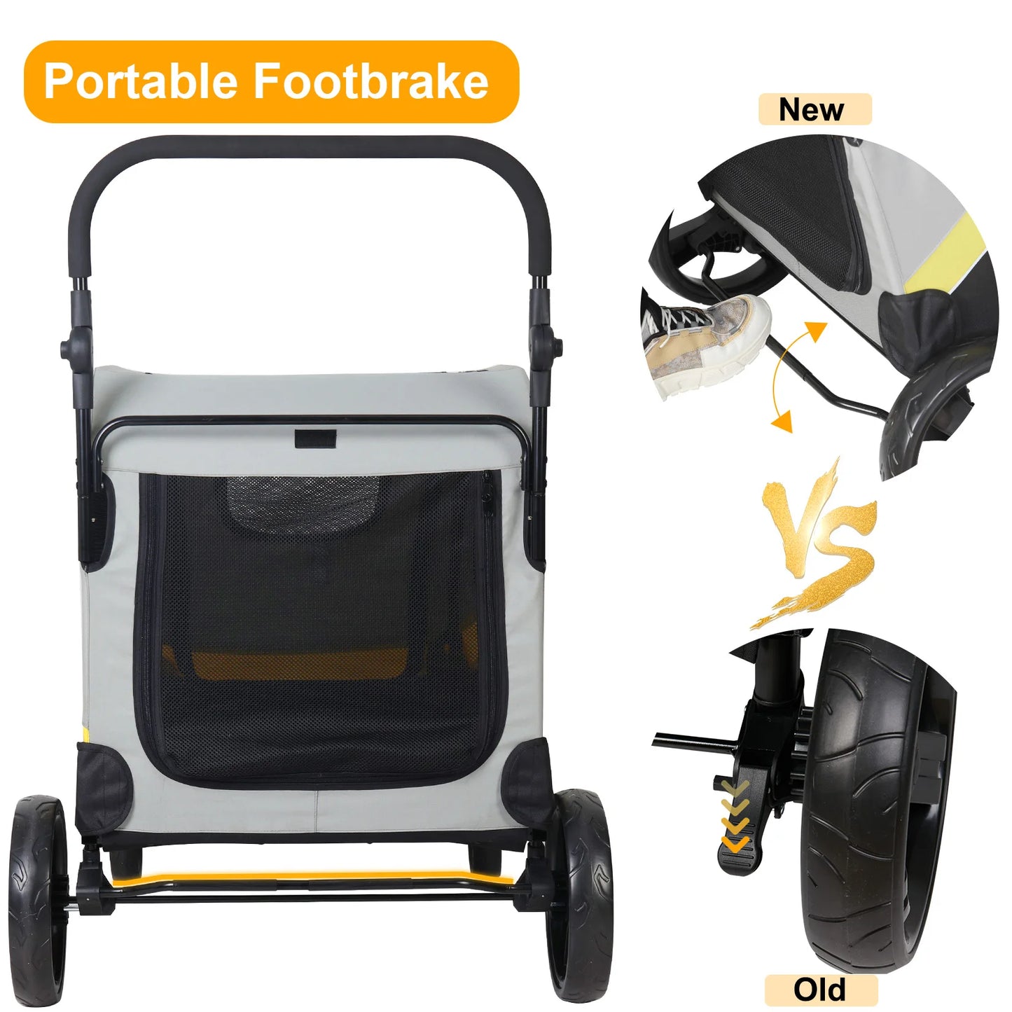 Premium Dog Stroller Pram 4 Wheel Foldable Cart Travel Walk Pet Jogger Wagon for Small Medium Large XL Dogs