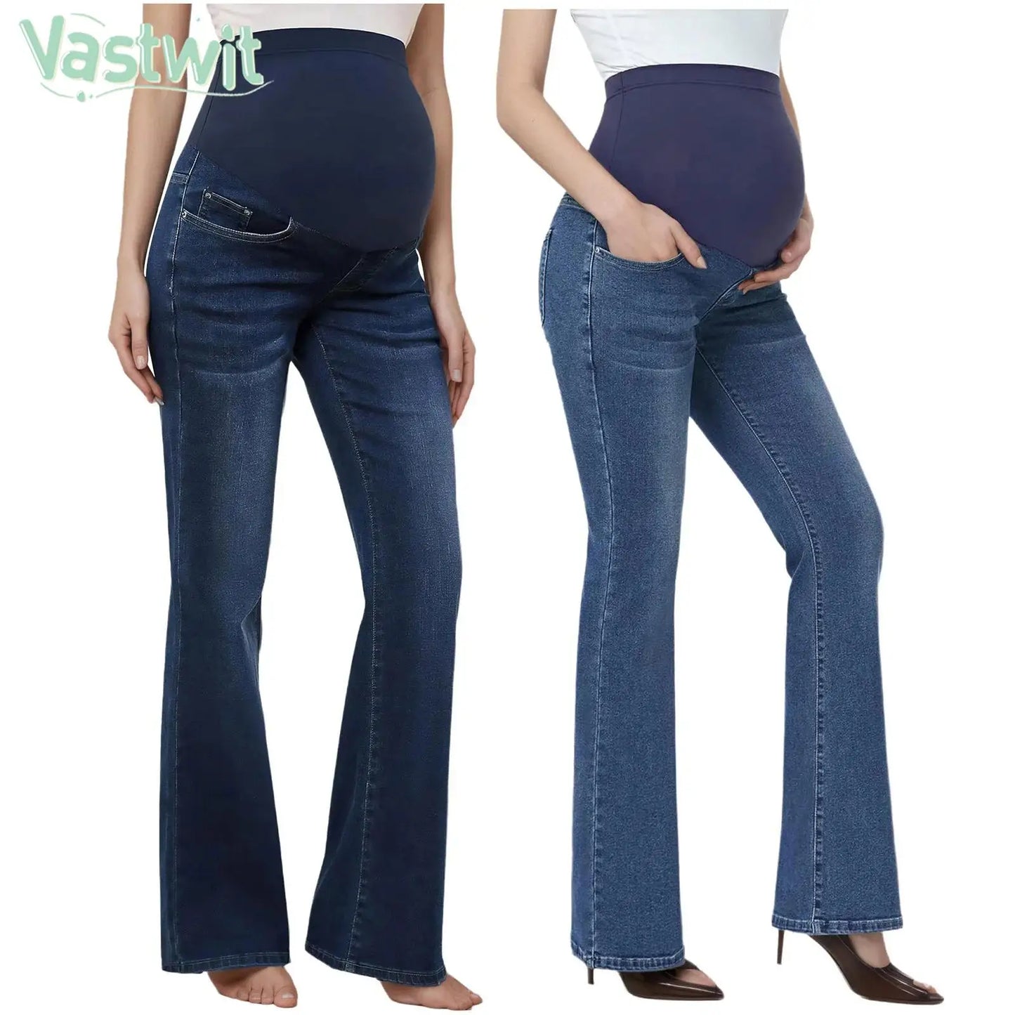 Maternity Flared Jeans & Pant with High Waist Over The Belly Bell-Botton Pants for Yoga Daily Office Work Street Wear