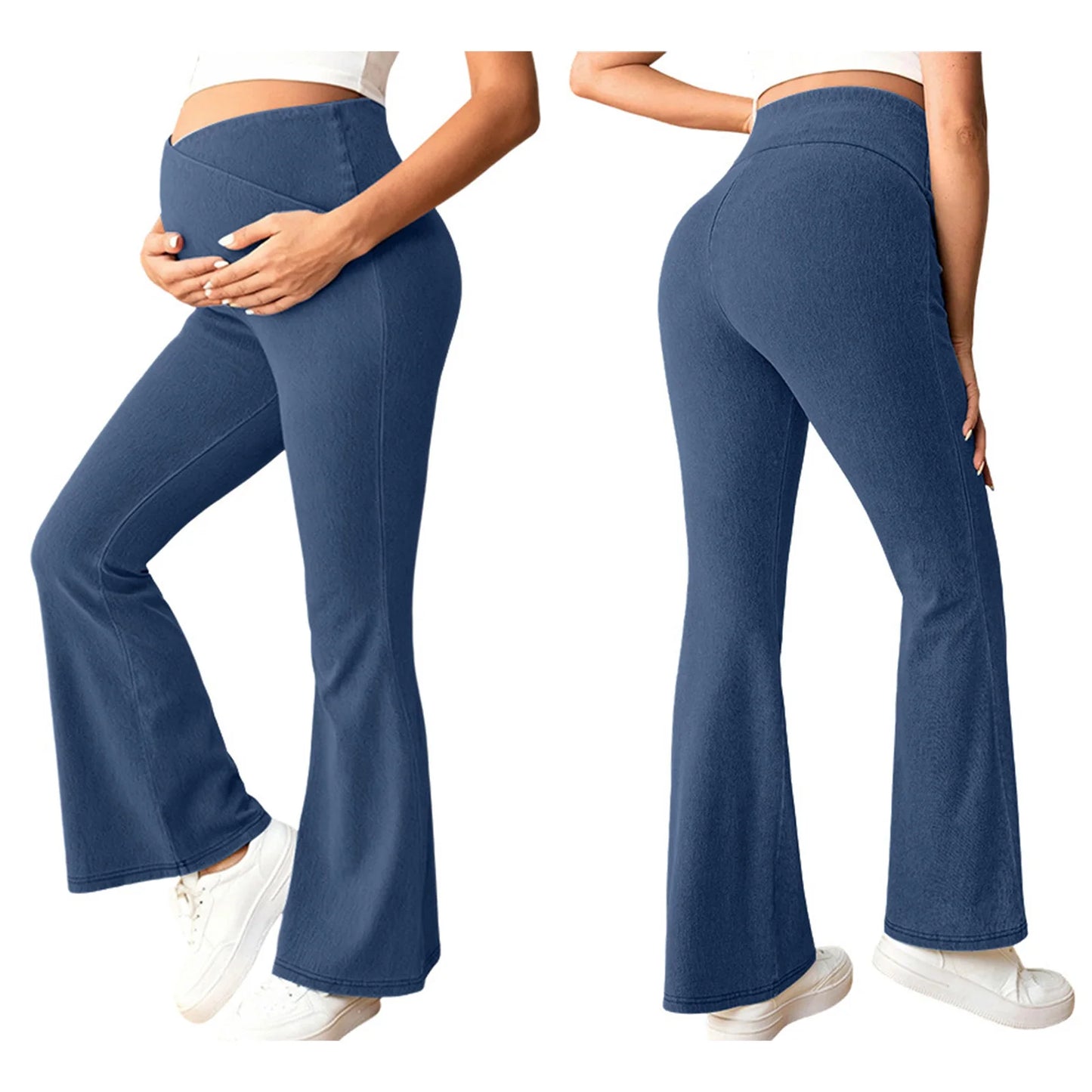 Maternity Flared Jeans & Pant with High Waist Over The Belly Bell-Botton Pants for Yoga Daily Office Work Street Wear