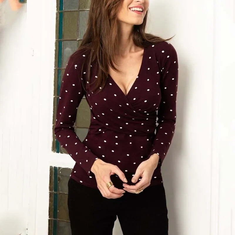 Maternity Nursing V-neck Long Sleeve Top  Breastfeeding Clothes for Pregnant Woman