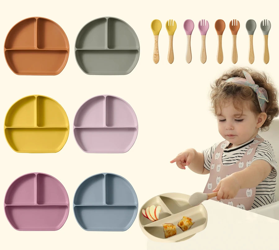 100% Food Grade Silicone Baby Cup, Bowl, Bib, Suction Dish and Utensils Sets