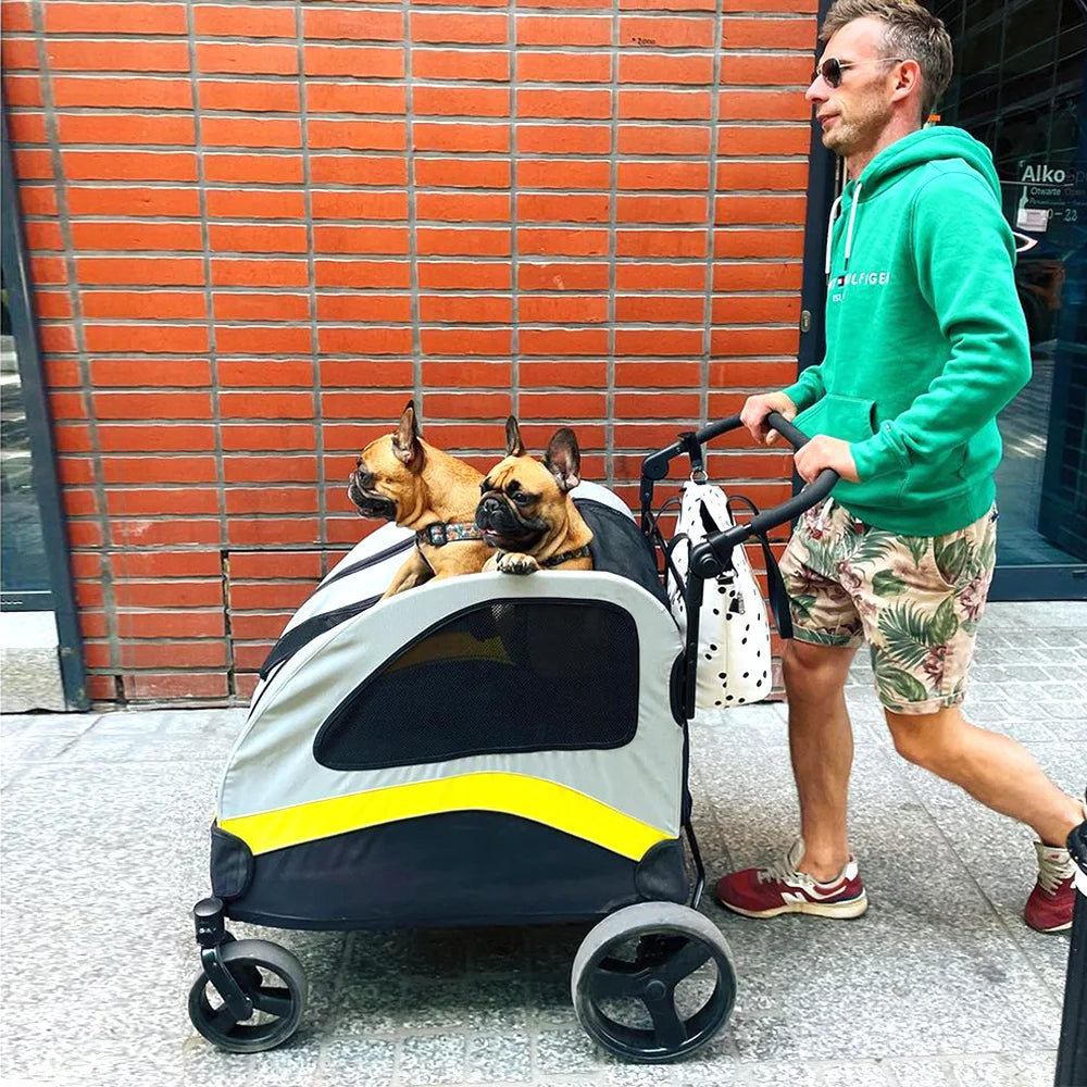 Premium Dog Stroller Pram 4 Wheel Foldable Cart Travel Walk Pet Jogger Wagon for Small Medium Large XL Dogs