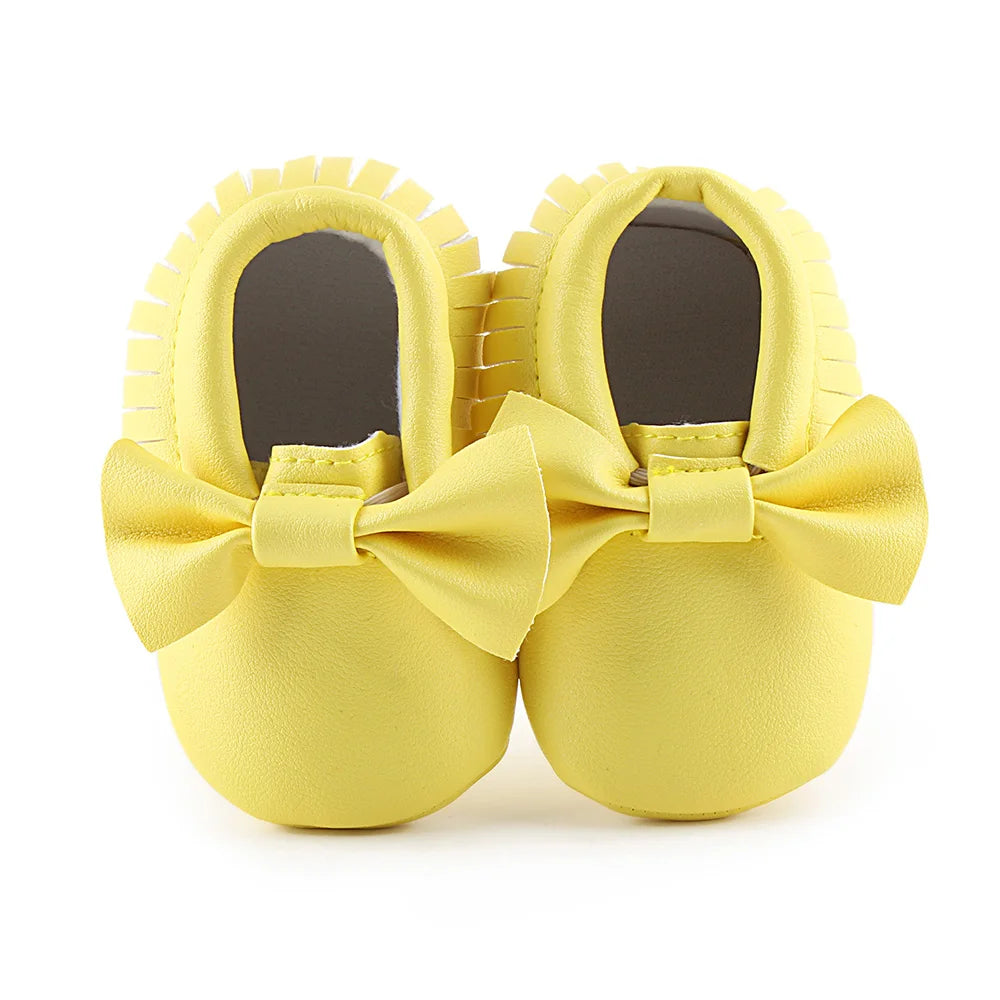 Girl Newborn moccasins Baby (0-18M)  First Walker Princess Bowknot Fringe Toddler Baby Crib Shoes Casual