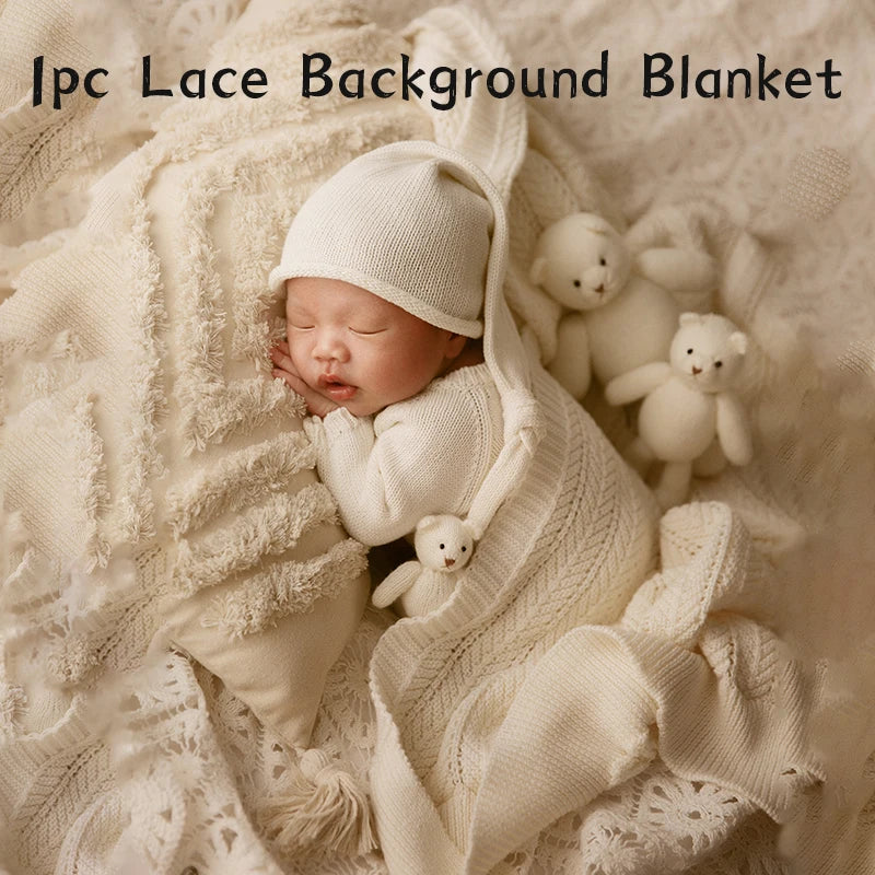 Newborn Photography Clothes 2 Pieces Set Baby Romper Hat Infant Photo Shoot Props Bear Doll Newborn Photography Accessories sold seperately or as complete set