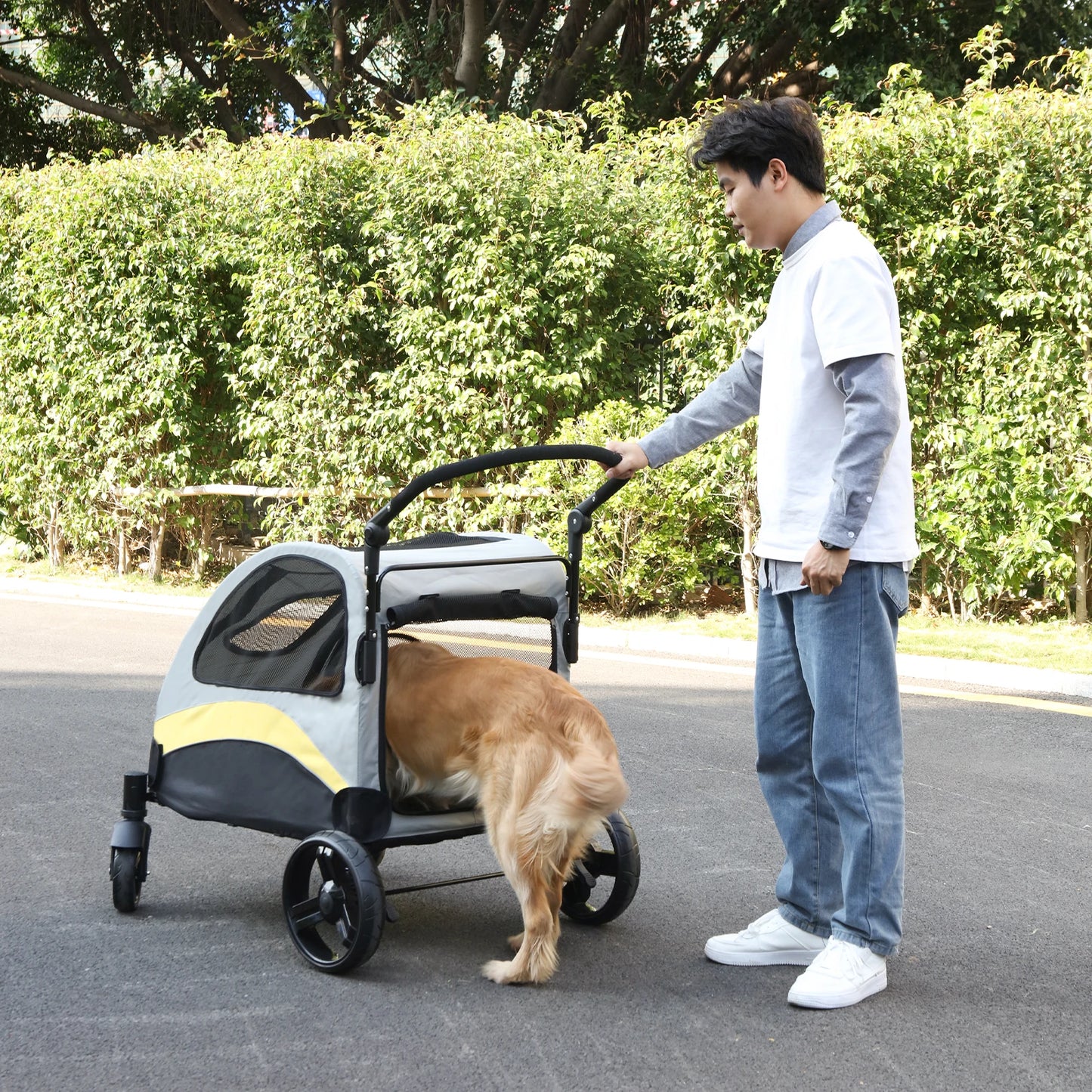 Portable Dog Stroller 4 Wheels for Large, Medium and multiple Dogs Foldable Pet Travel