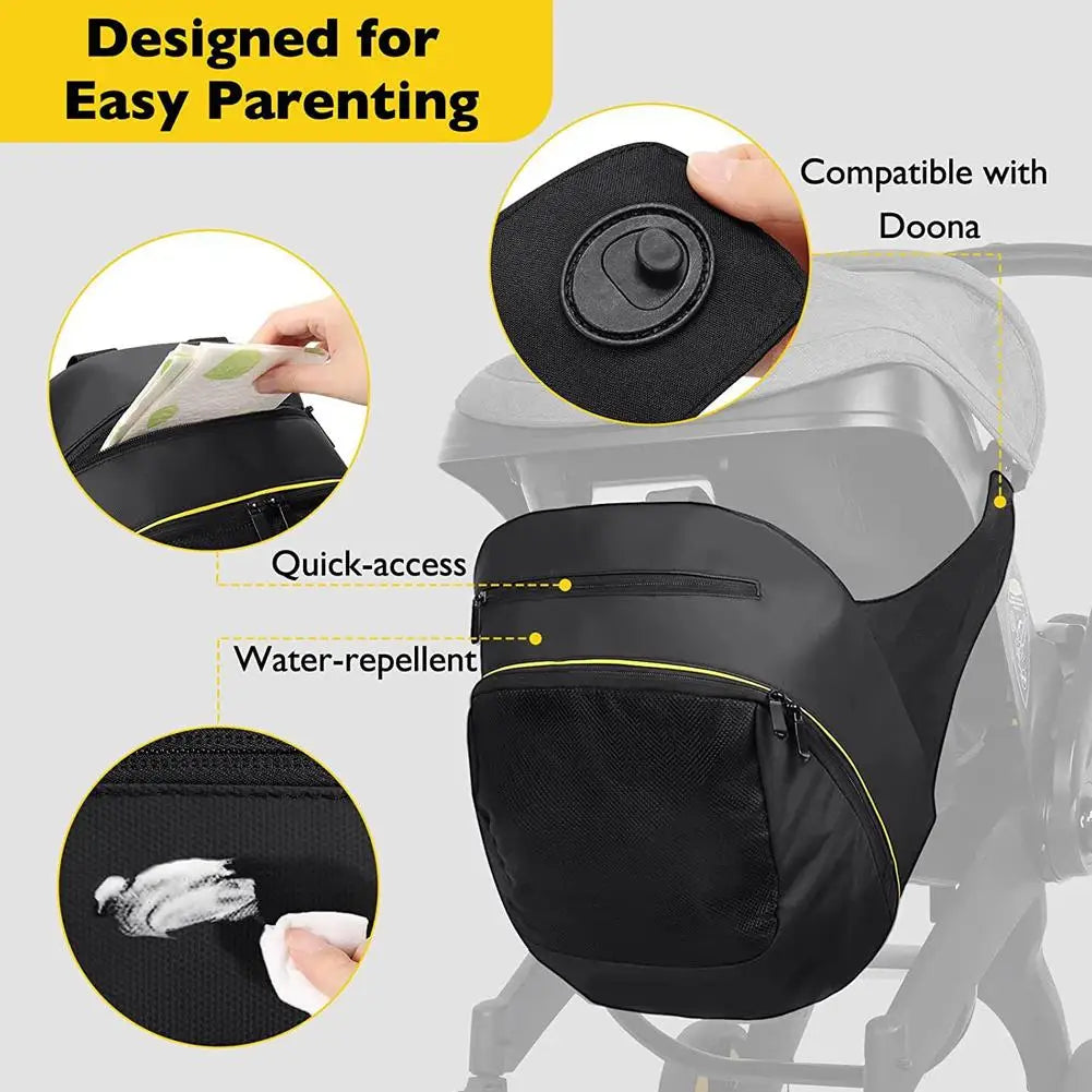 2 In 1 Black Mommy Storage Bag For Doona Stroller Accessories Portable Storage Case Mom Backpack Waterproof Diaper Bag