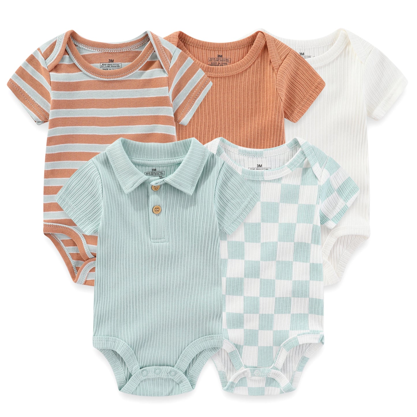 95% Cotton Newborn Baby Onesies Four Seasons Fashion Cartoon Short Sleeve Baby Boy Girl Bodysuits Soft Unisex- 5 Pcs/Lot