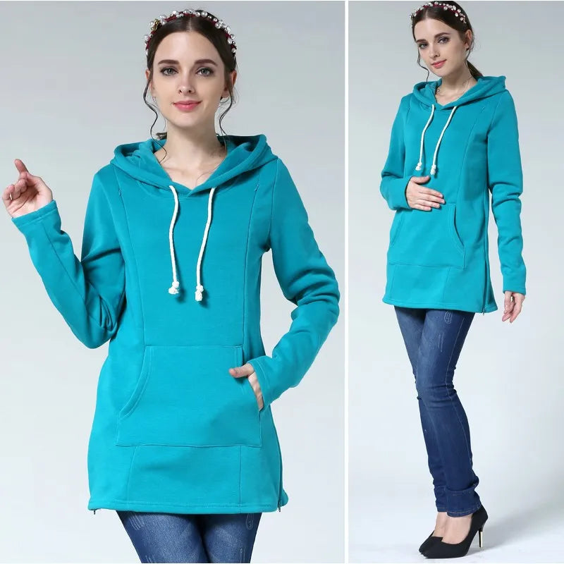 Nursing Maternity Hoodies Sweatshirts Long Sleeve Breastfeeding Postpartum Tops, Plus Size Available