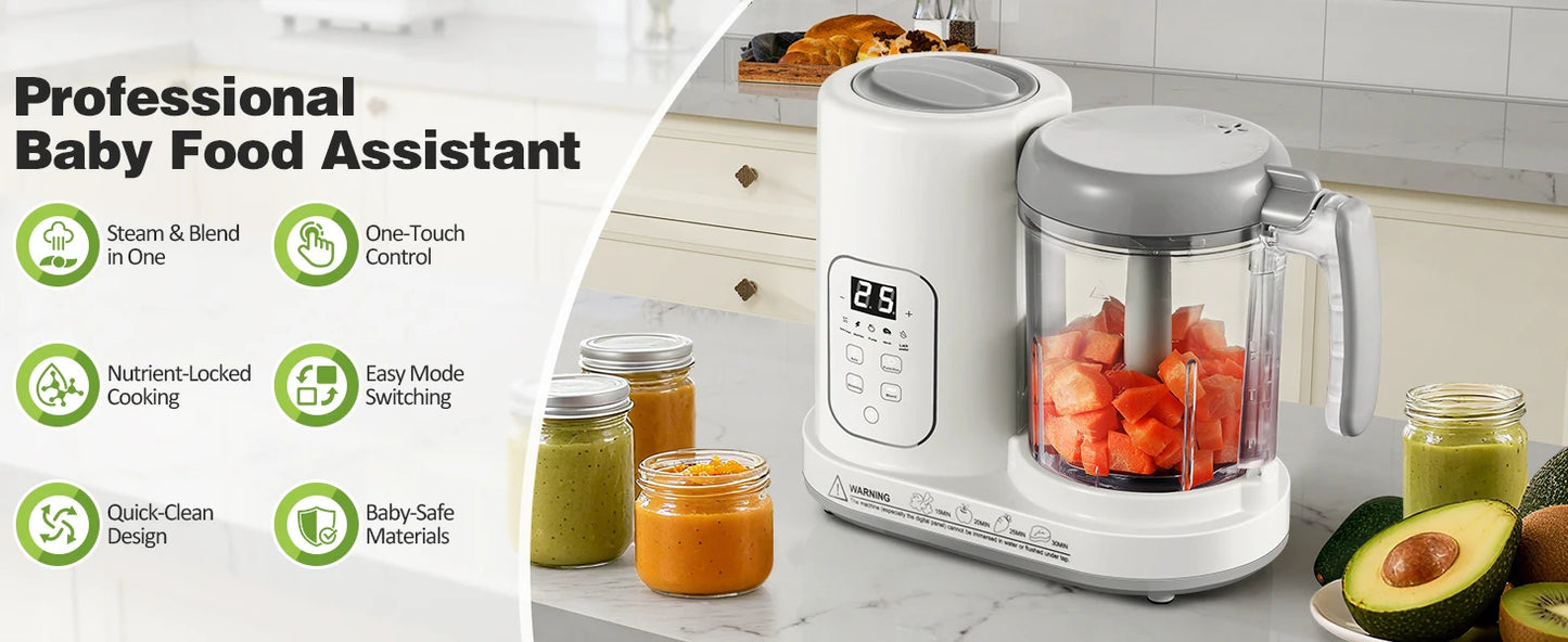 4-in-1 Auto-Clean, BPA-Free, for 4-12 Months Baby Food Maker Steamer Blender