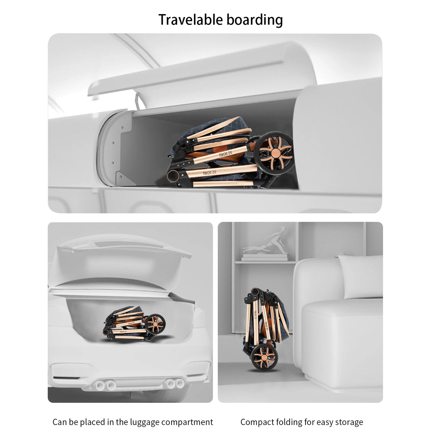 Baby Stroller 2 in 1 with Carrycot Reversible Seat 5-Point Harness for Newborn 0-3Y Lightweight Foldable 2-in-1 Baby Stroller