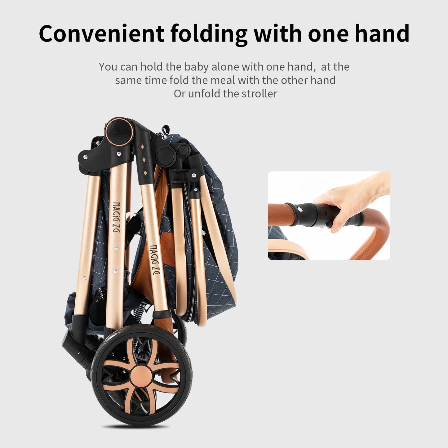 Baby Stroller 2 in 1 with Carrycot Reversible Seat 5-Point Harness for Newborn 0-3Y Lightweight Foldable 2-in-1 Baby Stroller