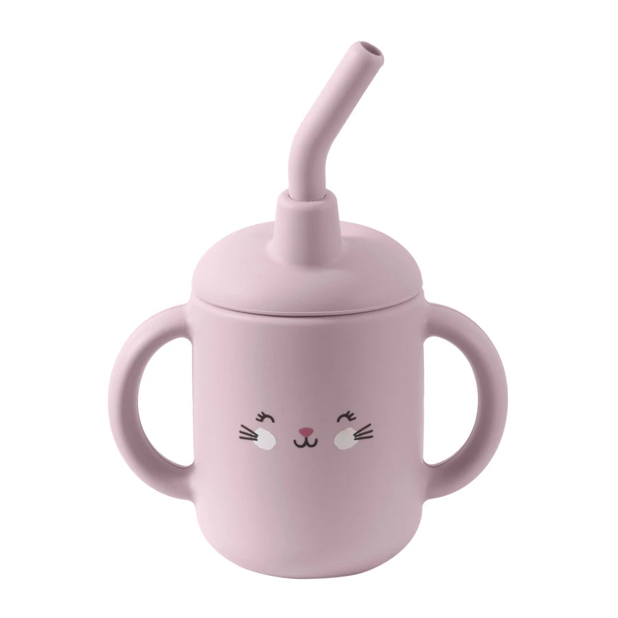 Baby Silicone Feeding Cup With Handle Sippy BPA Free Toddlers Cartoon Pattern Learning Drinkware Children Straw Cups Tableware