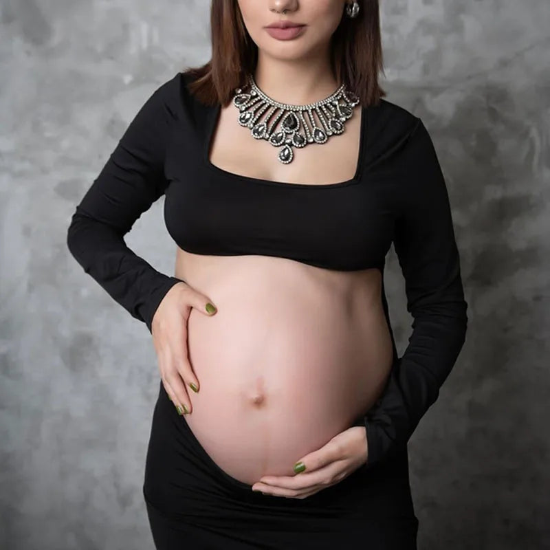 Maternity Photography Sexy Bodycon Dress Square Neck Long Sleeve Wedding Party Pregnant Clothes