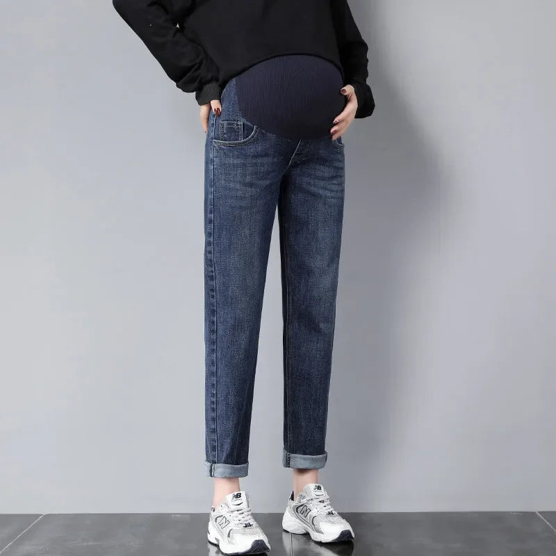 Maternity Boyfriend Jeans Regular Leg High Waist Grow with Bump, With and Without Warm Lining