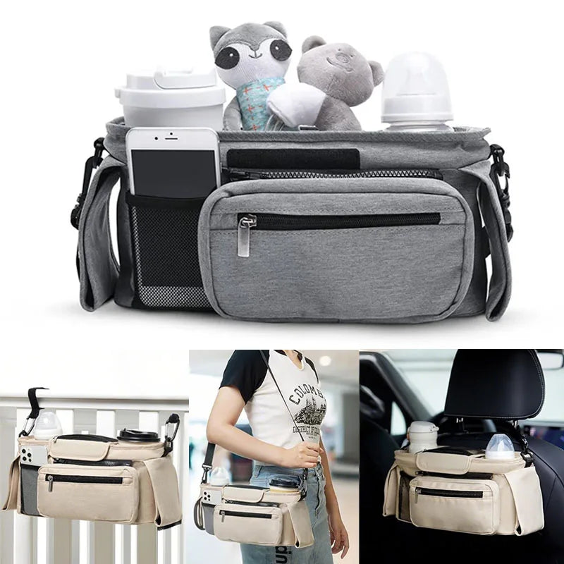 Baby Stroller Storage Large Capacity Travel Hanging Bag Mommy Bag Phone Bottle Holder Pram Diaper Bags Baby Stroller Accessories