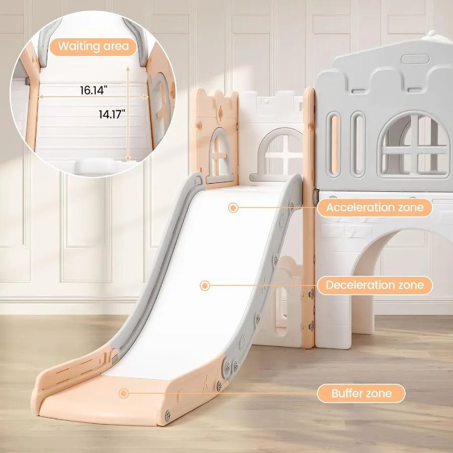 8 in 1 Toddler Slide Playset Toddler Indoor Playground for 1-3 Baby Outdoor Indoor Playset with Slide Climber Tunnel Basketball