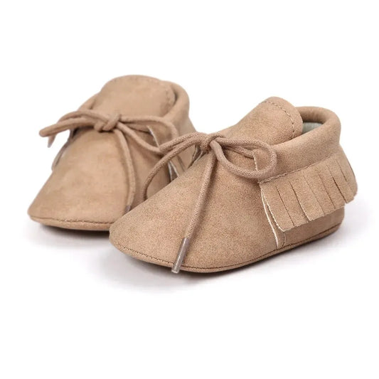 Baby Fringe Moccasins (0-18M) Boys Girls Shoes Tie Casual Baby Shoes Lace Tassel Soft Bottom Newborn First Walker Toddler Crib Shoes