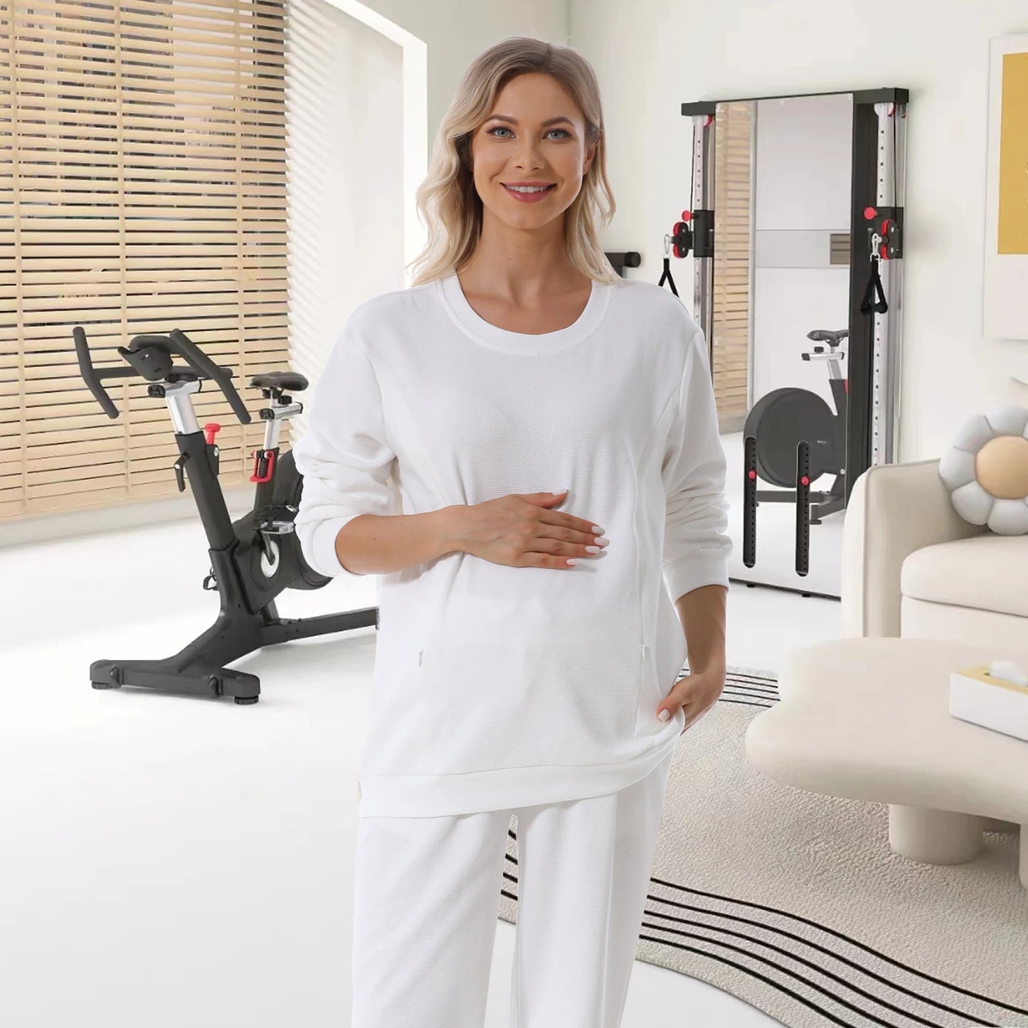 Nursing Mama's Jersey Long Sleeve Top with side opening for breastfeeding and Matching Pants (Sold Separatly), Plus Size Available
Material