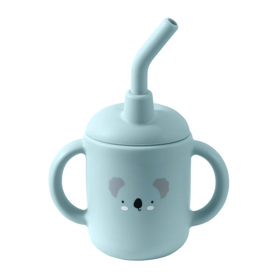 Baby Silicone Feeding Cup With Handle Sippy BPA Free Toddlers Cartoon Pattern Learning Drinkware Children Straw Cups Tableware