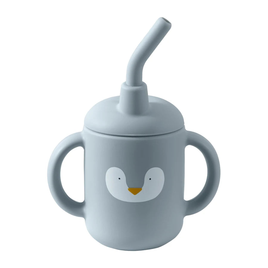 Baby Silicone Feeding Cup With Handle Sippy BPA Free Toddlers Cartoon Pattern Learning Drinkware Children Straw Cups Tableware