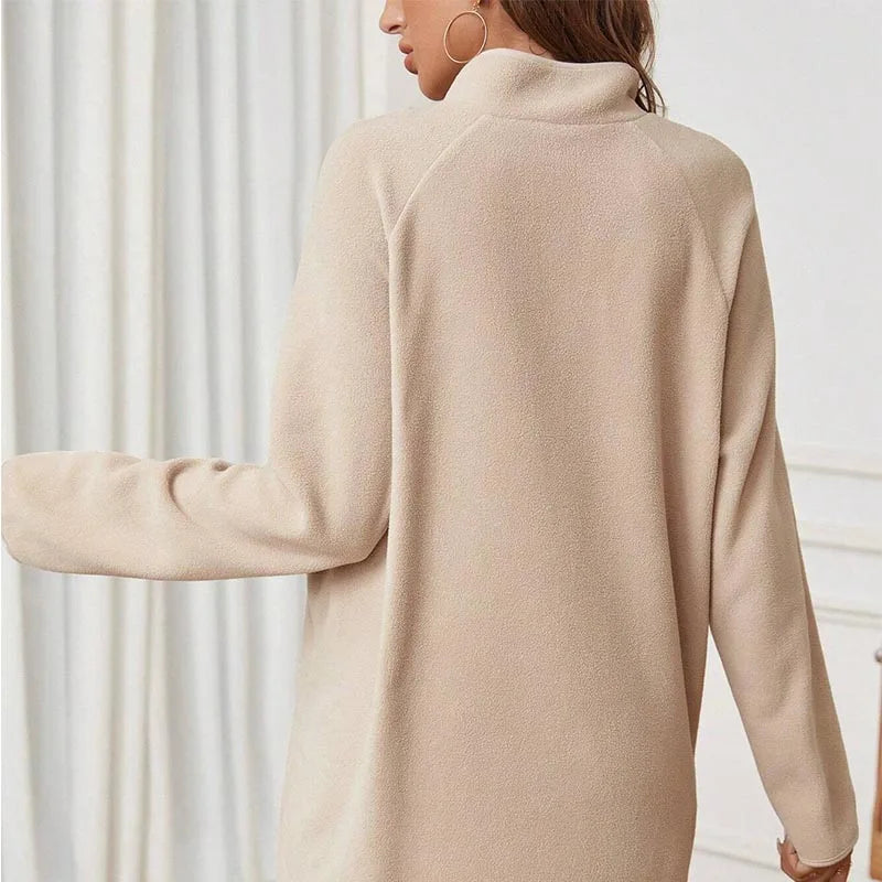 Maternity T-Shirt AutumnWinter Maternity Fashion Solid-Color Zipper Loose-Fit Long-Sleeve T-Shirt