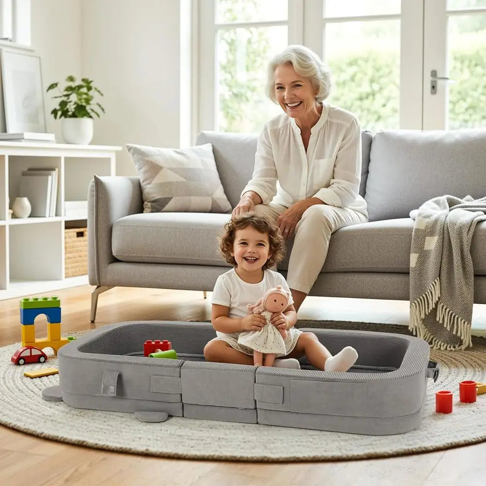 Toddler Travel Bed,Foldable Portable Toddler Floor Bed with Soft Foam for Baby and Kids Aged 1-4,Washable Cover Travel