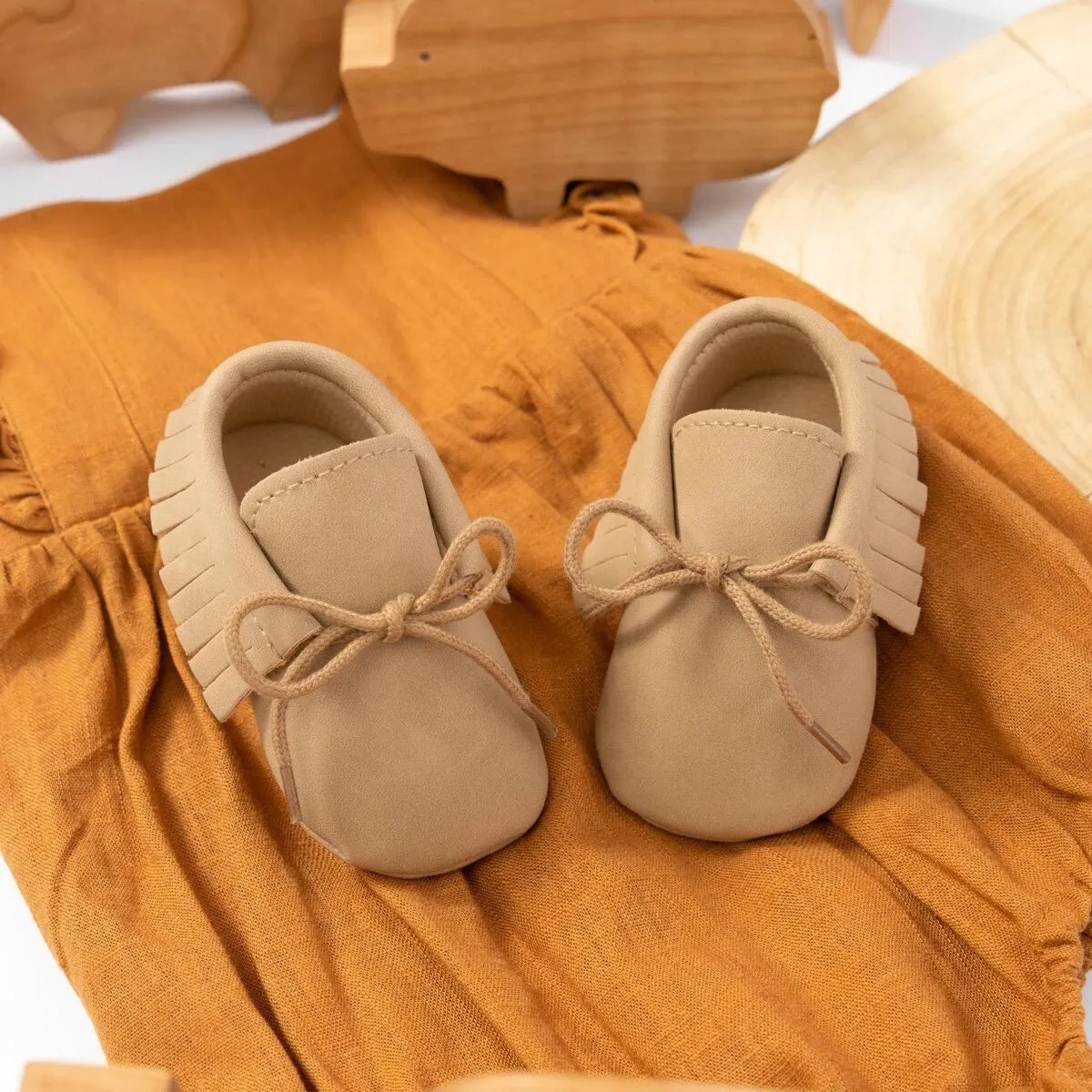 Baby Fringe Moccasins (0-18M) Boys Girls Shoes Tie Casual Baby Shoes Lace Tassel Soft Bottom Newborn First Walker Toddler Crib Shoes