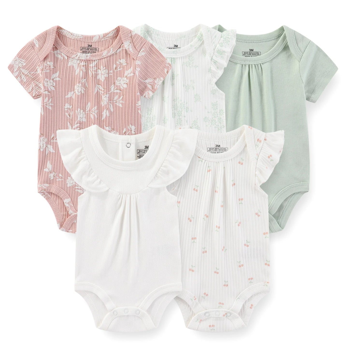 95% Cotton Newborn Baby Onesies Four Seasons Fashion Cartoon Short Sleeve Baby Boy Girl Bodysuits Soft Unisex- 5 Pcs/Lot