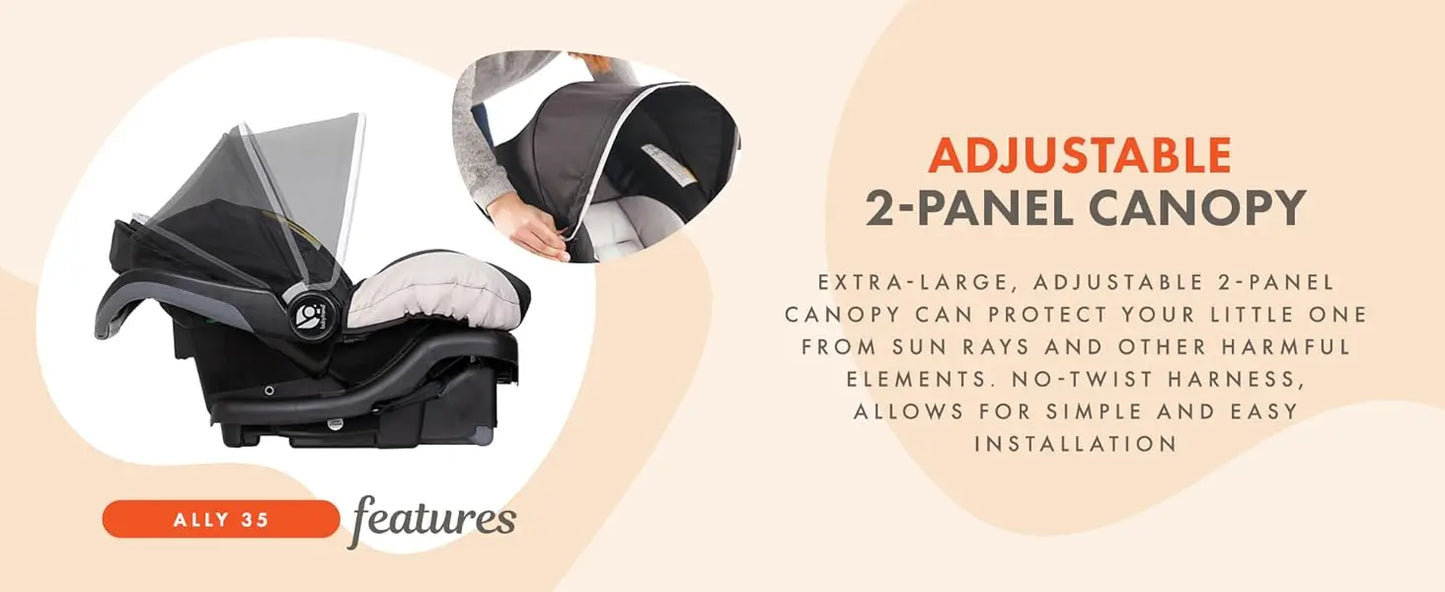Newborn Baby Infant Car Seat Carrier Travel System with Harness and Extra Cozy Cover for Babies Up to 35 Pounds