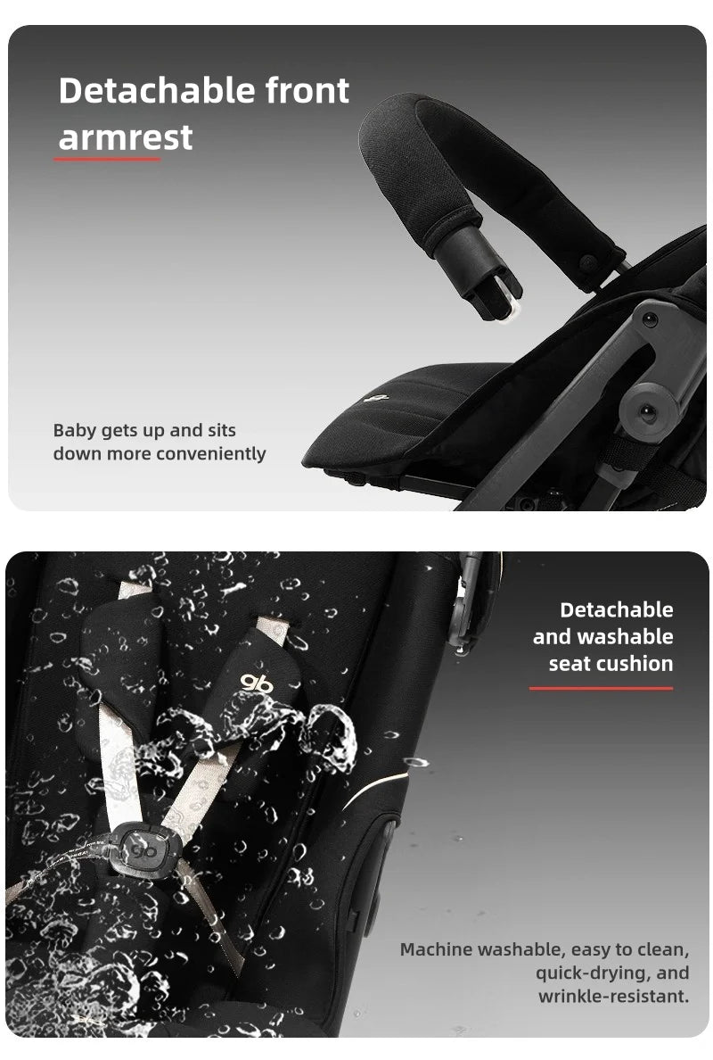 gb Pockit 3H baby Steoller (Includes Free Armrest), All-Terrain, Lightweight Stroller, Travel-Friendly