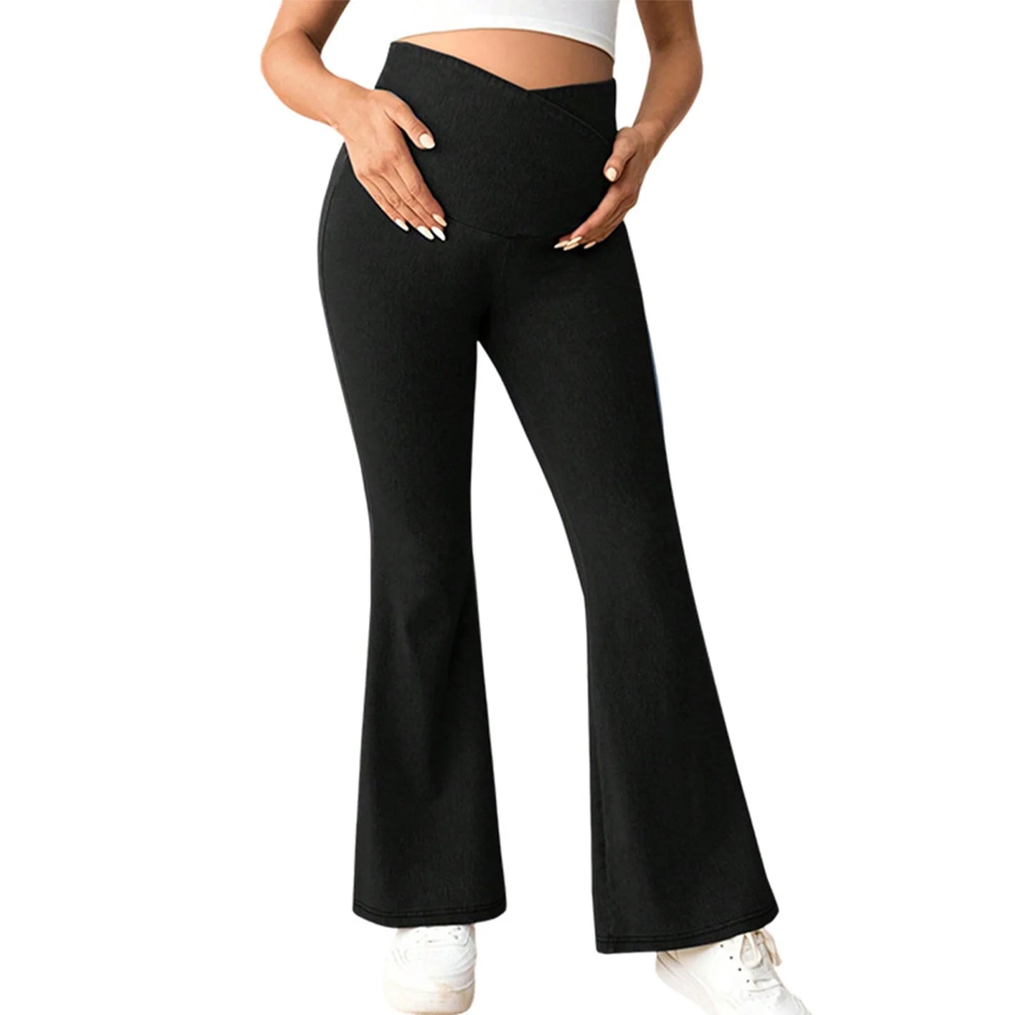 Maternity Flared Jeans & Pant with High Waist Over The Belly Bell-Botton Pants for Yoga Daily Office Work Street Wear