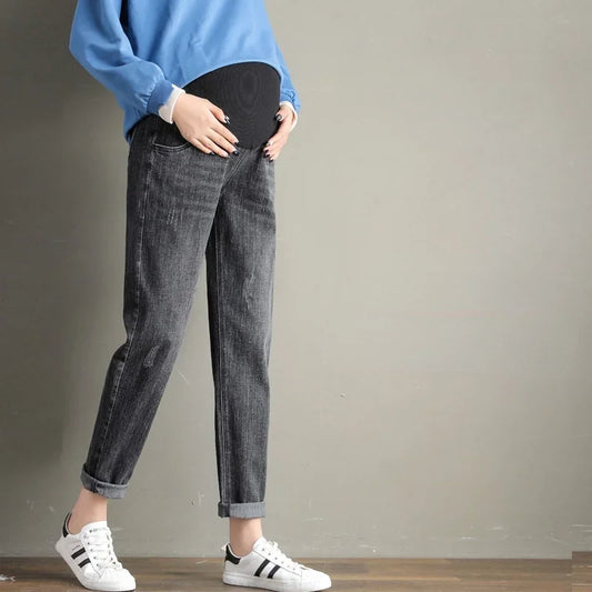 Maternity Boyfriend Jeans Regular Leg High Waist Grow with Bump, With and Without Warm Lining