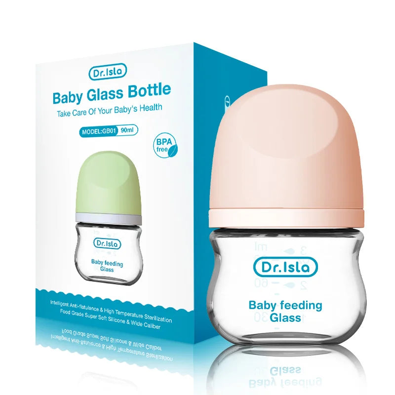 Newborn Glass Feeding Bottles 90ML/160ML Baby Bottle Anti-flatulence Milk Feeding Bottles Infant BPA free, 1PCS